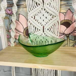 Vintage Green Glass‎ Bowl | Textured Candy Dish | MCM Midcentury Decor